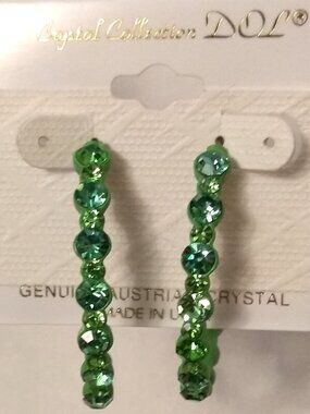 New Vintage Crystal Collection DOL Genuine Green Austrian Crystal Earrings